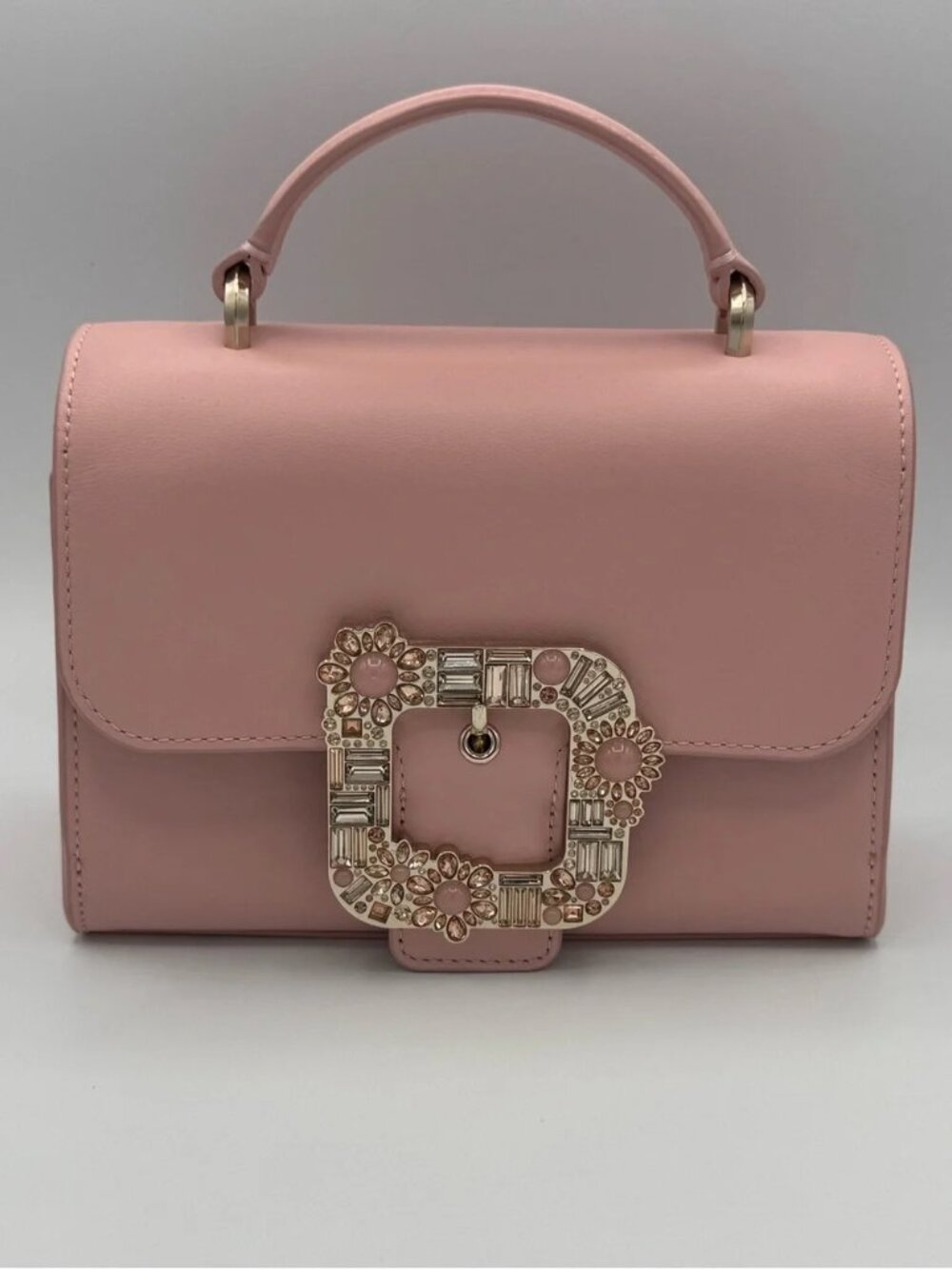 Kate Spade Lovitt Buckled Small Top Handle Crossbody Pink Gold Convertible